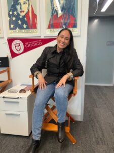 Woman Sitting in a chair in an office