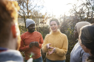 Group of young people working on a community project